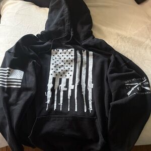 Grunt Style Black and White Graphic Hoodie